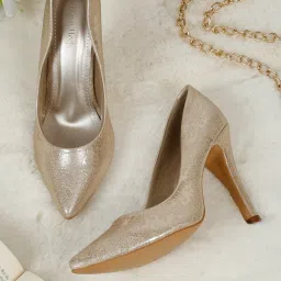 Flat N Heels Women's Gold Pump Shoes image 1