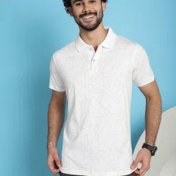 Venitian- Forbidden Clothing White Slim Fit Printed Polo T-Shirt image 1