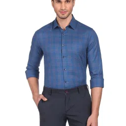 Arrow Blue Cotton Slim Fit Checks Shirt image 1