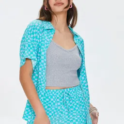 Forever 21 Blue Printed Shirt image 1