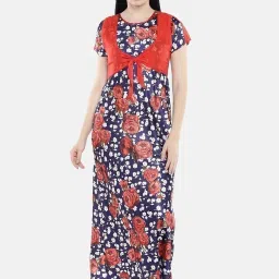 Sweet Dreams Navy & Red Floral Print Nighty image 1