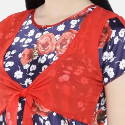 Sweet Dreams Navy & Red Floral Print Nighty image 5