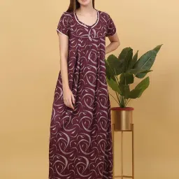 Sweet Dreams Purple Cotton Printed Nighty image 1