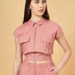 SF Jeans by Pantaloons Peach Cotton Crop Shirt-picture-45