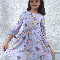 Crimsoune Club Girls Purple Floral Dress-image-26