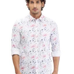 Parx White Slim Fit Printed Shirt image 1