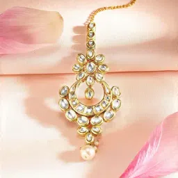 Priyaasi Gold Kundan Studded Maang Tikka-image-38