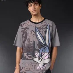The Souled Store Grey Cotton Graphic Relaxed Fit T-Shirt-picture-23