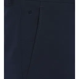 Louis Philippe Navy Slim Fit Flat Front Trousers image 4