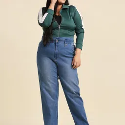 High Star Blue Relaxed Fit High Rise Lightly Washed Jeans image 4