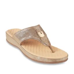 Mochi Women's Antique Gold Thong Wedges-picture-9