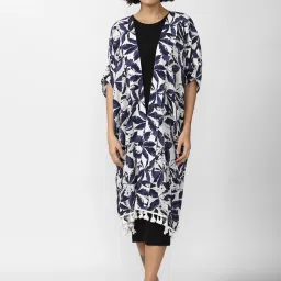 Forever 21 White & Navy Printed Jacket image 1