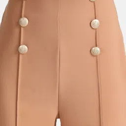 Kazo Dark Beige Regular Fit High Rise Trousers image 5