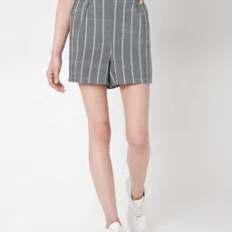 Vero Moda Grey Striped Shorts image 1