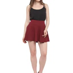 N-Gal Maroon & Beige Above Knees Skirt (Pack Of 2) image 3