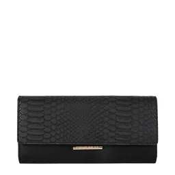 Apsis Black Textured Tri-Fold Wallet for Women image 1