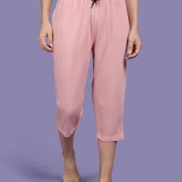 Kryptic Dusty Pink Cotton Plain Capris image 1