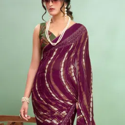 Saree Mall Magenta Georgette Self Saree with Blouse Piece image 1