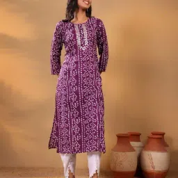 Varanga Purple Cotton Printed Kurta image 3