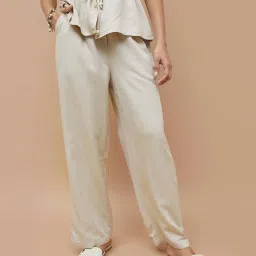 Fame Forever By Lifestyle Beige Regular Fit Trousers image 1