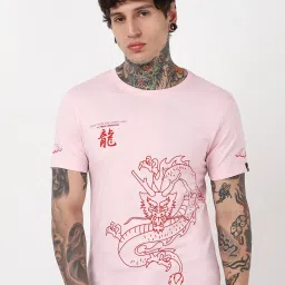 Bewakoof Pink Cotton Regular Fit Graphic T-Shirt image 1