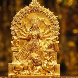 Ekaa Handicrafts Gold Brass Goddess Durga Standing Statue image 1