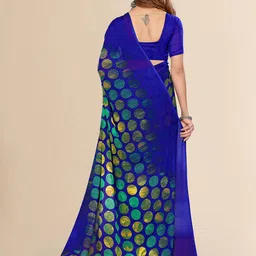 Moda Rapido Polka Dot Printed Saree With Unstiched Blouse Piece image 2