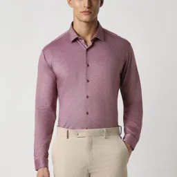 Van Heusen Maroon Cotton Slim Fit Texture Shirt image 1