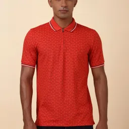 Allen Solly Red Cotton Regular Fit Printed Polo T-Shirt image 1