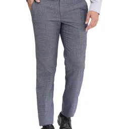 Park Avenue Blue Regular Fit Self Pattern Trousers image 1