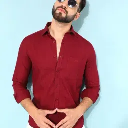 Crimsoune Club Maroon Cotton Slim Fit Checks Shirt-image-63