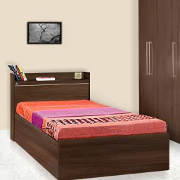 Delite Kom Cherry Acacia Dark Engineered Wood Single Box Bed image 1