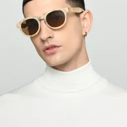 Vincent Chase Crystal Edit Brown Polarised and UV Protected Lens Round Unisex Sunglasses image 3