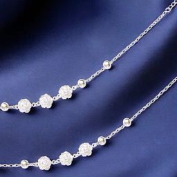 Taraash 925 Sterling Silver Floral Charm Beaded Single Anklet for Women-picture-5