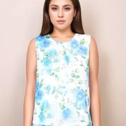 Zink London White Loose Fit Floral Print Top-image-11