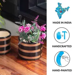 ExclusiveLane Hand-painted Dark Brown Table Planter Pots In Ceramic - Set of 2 image 4