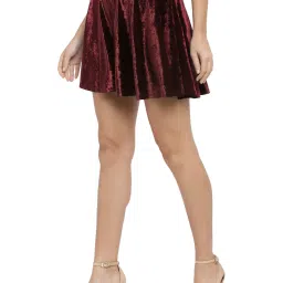 N-Gal Maroon & Wine Above Knees Skirt (Pack Of 2) image 3