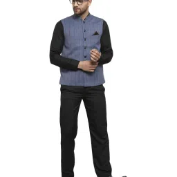 Neudis Navy Regular Fit Striped Bundi Jacket image 5