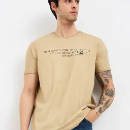 Spykar Men Beige Slim Fit Solid Half Sleeve Casual T-Shirt-picture-39