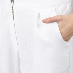 Jaipur Kurti White Flared Fit Pleated Trousers image 5