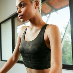 HRX by Hrithik Roshan Olive Green & Black Abstract Bra image 1