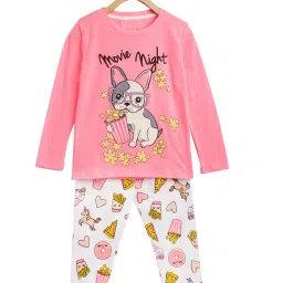 Lazy Shark Kids Pink & White Printed Top with Pants image 1