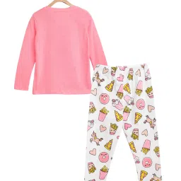 Lazy Shark Kids Pink & White Printed Top with Pants image 2