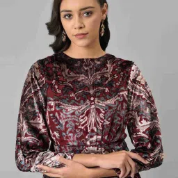 Wishful by W Red Floral Print A-Line Dress image 5