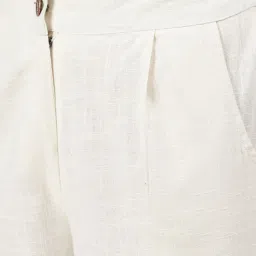 Jaipur Kurti Off White Straight Fit Pleated Trousers image 5