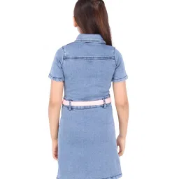 Cutecumber Kids Blue Washed Dress with Belt image 2