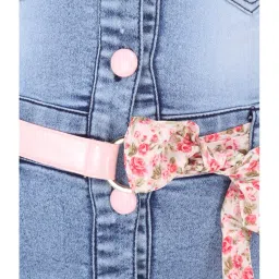 Cutecumber Kids Blue Washed Dress with Belt image 5