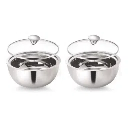Femora Silver Stainless Steel Serving Bowls (1500 ml) - Set of 2 image 2