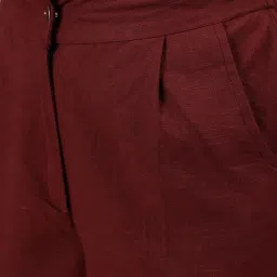 Jaipur Kurti Maroon Straight Fit Pleated Trousers image 5