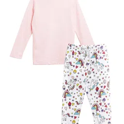 Lazy Shark Kids Pink & White Printed Top with Pants image 2